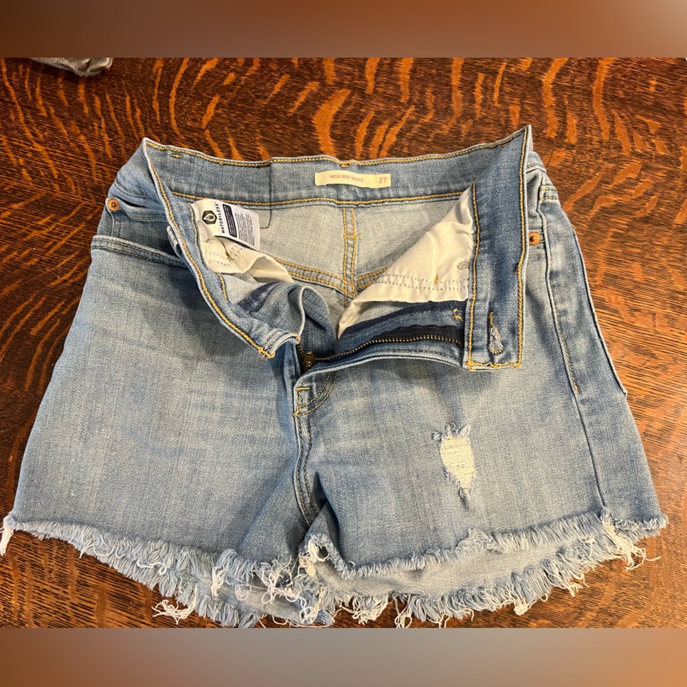Levi's Blue Distressed Jean Shorts